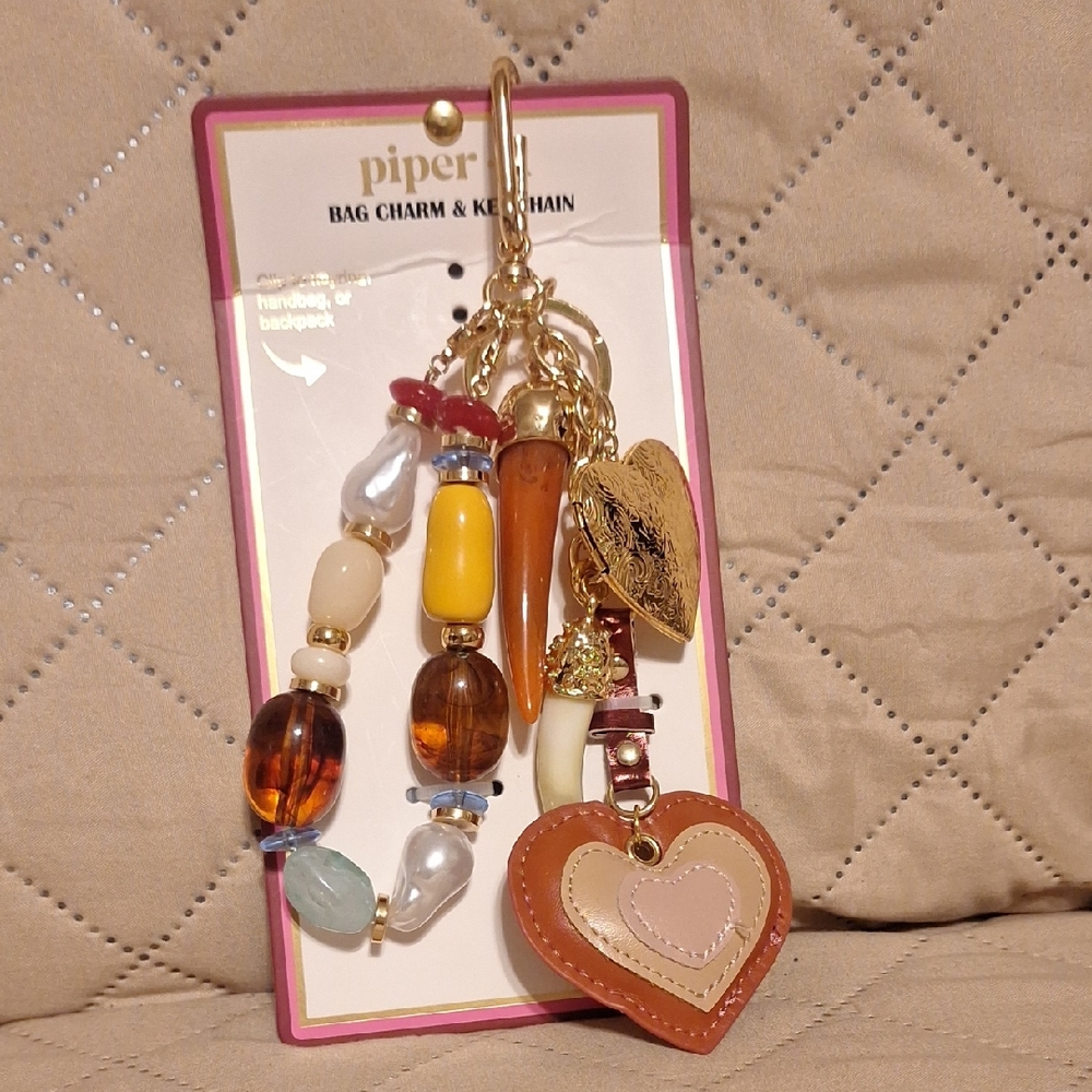 (NWOT) Piper Multicolor Heart Bag Charm Keychain
